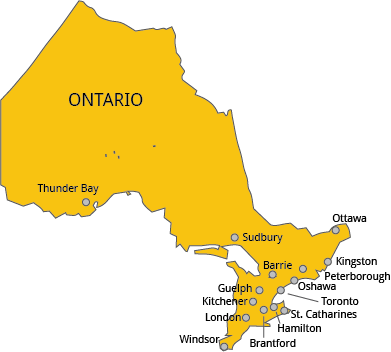 Contact Us 6 a yellow map with black text